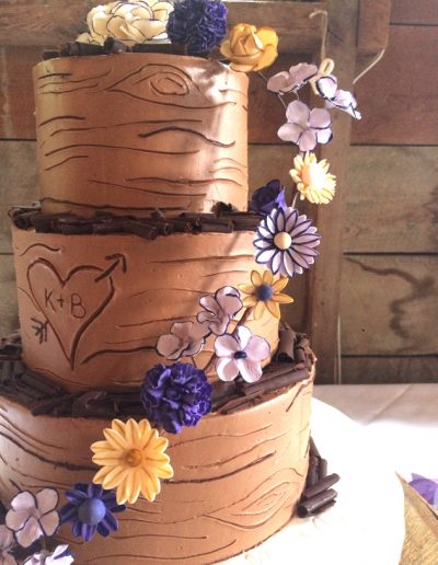chocolate cake with gum paste fantasy flowers