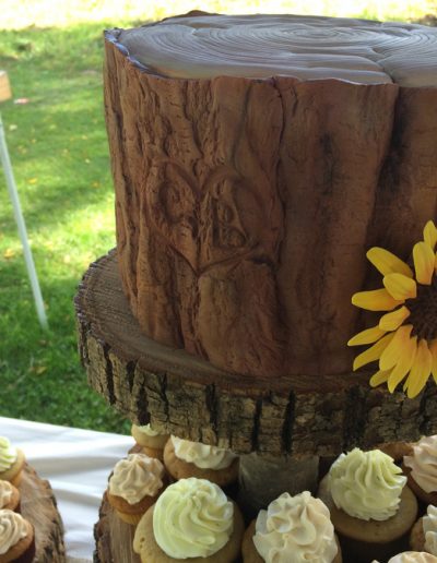 fondant bark and gum paste sunflower wedding cake