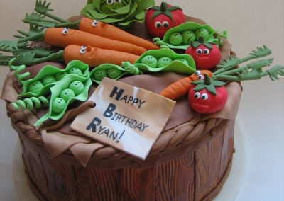 vegetable themed birthday cake