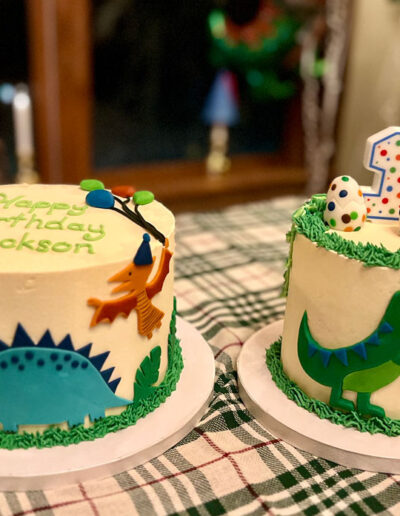 dinosaur birthday cake and smash cake for 1 year old birthday